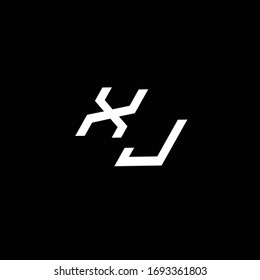 Monograma del logotipo XJ con una plantilla de diseño moderno de estilo inferior aislada en fondo negro