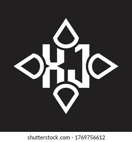 XJ Logo monogram with four cone rounded by the shape design template
