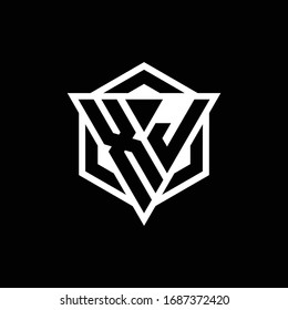 XJ-Logo-Monogramm mit Dreieck- und Sechskantform einzeln auf schwarz-weißem Hintergrund