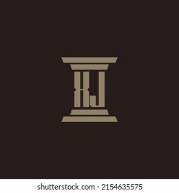 Logotipo inicial del monograma XJ para la firma de abogados con diseño de hitos