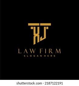 Logotipo inicial del monograma XJ para la firma de abogados con diseño de hitos