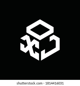 XJ monogram logo with 3 cube style design template isolated on black background