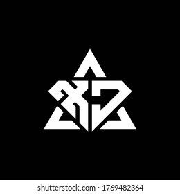 Logo de XJ monograma con forma de diamante y plantilla de diseño de contorno de triángulo