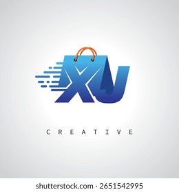 XJ Shopping Monogram – Fast Delivery E-commerce Logo with Bag Icon and Digital Branding for Online Store, Retail and Logistic Identity

