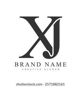 XJ trendy logotype template. Initial letter x and j classic font style. Creative logo for company name or identity. Vector illustration.