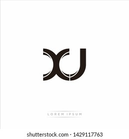 xj x j Initial Letter Split Lowercase Modern Monogram linked outline rounded logo