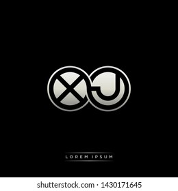 XJ X J initial letter linked circle capital monogram logo modern template silver color edition