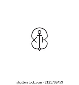 XK Creative Letter Logo Design mit Ankerkonzept mit hochwertigem professionellen Design, das gut in allen Printmedien drucken kann