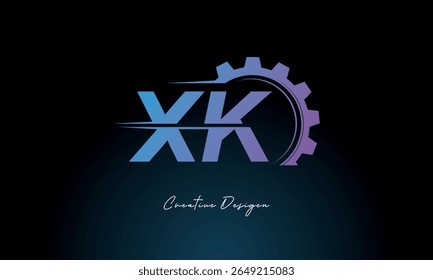 XK Gear Fusion Logo – Industrial Tech-Inspired Letter mark Futuristic Industrial Letter Mark Design for Technology and Engineering Brands.