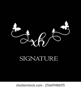 XK Handwritten initial letter, XK simple signature vector logo with butterfly shape variation, beauty, photography letter logo design. X K
