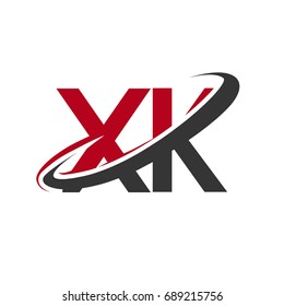 XK initial logo company name colored red and black swoosh design, isolated on white background. vector logo for business and company identity.