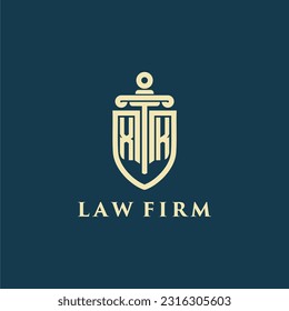 XK initial monogram for law firm with sword and shield logo image