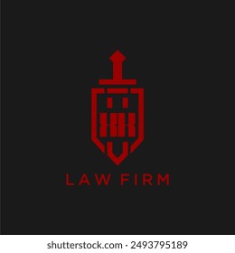 XK Anfangsmonogramm für Anwaltskanzlei mit Schwert und Schild Logo Bild