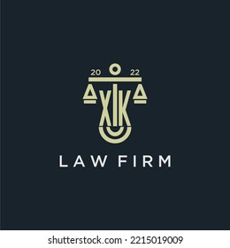 XK initial monogram logo for lawfirm with scale vector design