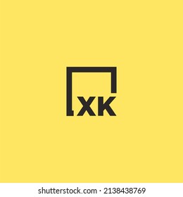 XK initial monogram logo with square style design