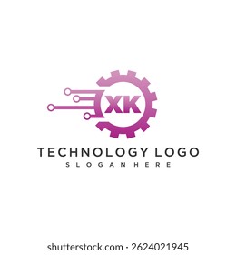 XK initial monogram for technology logo design