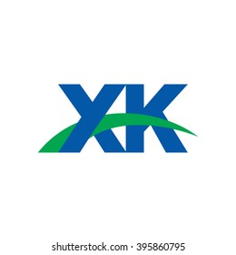 XK initial overlapping swoosh letter logo blue green