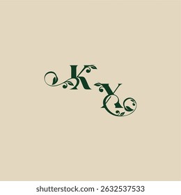 XK letter concept of elegant beautifull wedding organic logo with monogram and leaf