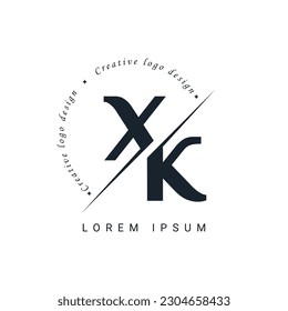 XK Letter Logo Design with a Creative Cut. Creative logo design