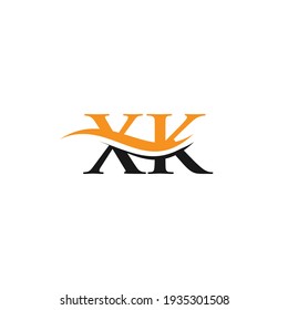 XK letter logo design. Premium Letter XK Logo Design with water wave concept