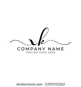 XK or xk letter mark abstract calligraphy vector logo design