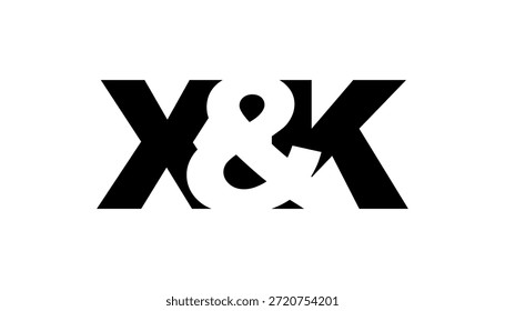 Diseño del logotipo de XK en estilo audaz. Símbolo de identidad blanco y negro. Emblema de tipografía moderna. Icono de marca Corporativa. Mínima Plantilla de negocio.