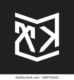 XK Logo Emblem Monogram With Shield Style Design Template Isolated On Black Background