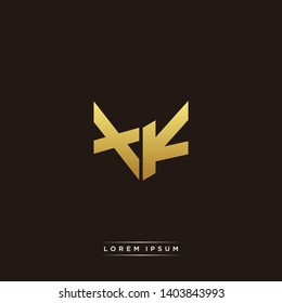 XK Logo Letter Initial Logo Designs Templete with Gold and Black Background