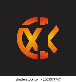 XK Logo monogram with cutting line style isolated on colors