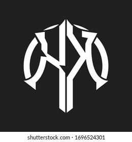 Monograma de logotipo XK con emblema y plantilla de diseño redondeado en círculo
