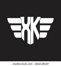 XK Logo monogram with emblem and wings element design template
