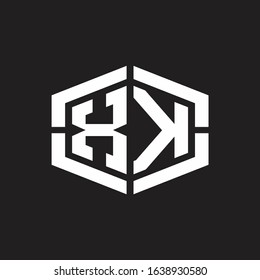 XK Logo monogram with hexagon shape and piece line rounded design tamplate
