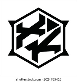 XK Logo monogram with hexagon and sharp shape design template