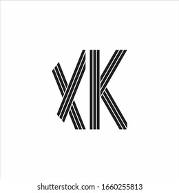 Estilo de esquema de monograma del logotipo XK vinculado aislado en fondo blanco