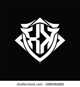 XK Logo monogram with shield and horn shape design template ON black background