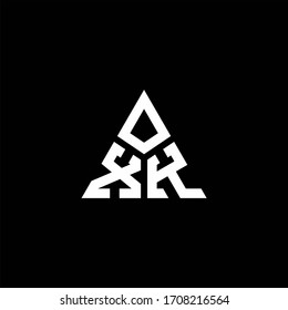 XK monogram logo with 3 pieces shape isolated on triangle design template