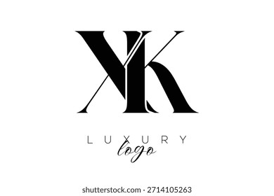 Logotipo de la tipografía del monograma de la letra de XK Serif para la identidad elegante de la marca de Premium
