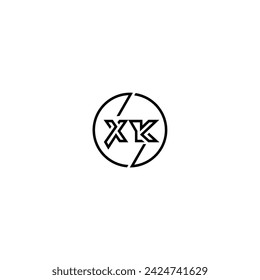 XK simple outline concept logo and circle of initial design black and white background