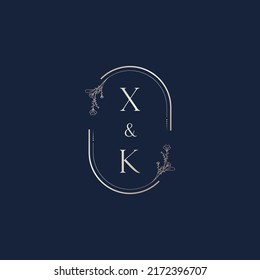 Cartas iniciales del logotipo de la boda XK en un diseño profesional de alta calidad que se imprimirán en cualquier medio impreso