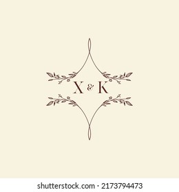XK wedding initial logo letters in high quality professional design that will print well across any print media