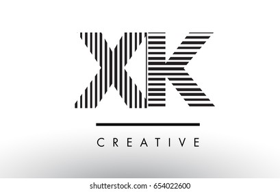 XK X K Black and White Letter Logo Design with Vertical and Horizontal Lines.