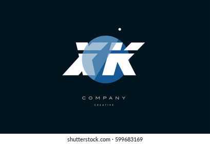 xk x k  blue circle dot big font alphabet company letter logo white design vector icon template 