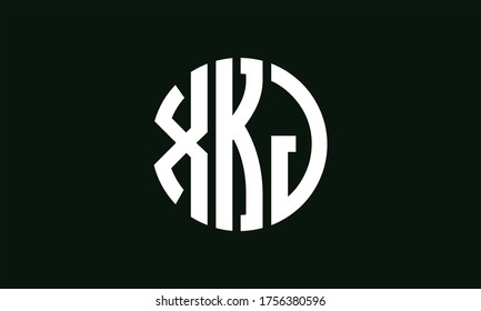 Plantilla de logotipo de marca vectorial de la letra monográfica del círculo XKJ Emblem Resumen