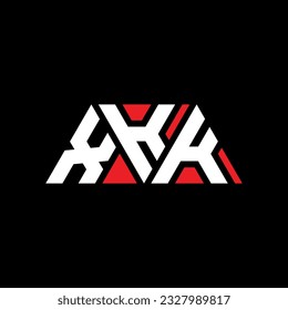 XKK triangle letter logo design with triangle shape. XKK triangle logo design monogram. XKK triangle vector logo template with red color. XKK triangular logo Simple, Elegant, and Luxurious design.