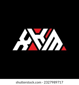 XKM triangle letter logo design with triangle shape. XKM triangle logo design monogram. XKM triangle vector logo template with red color. XKM triangular logo Simple, Elegant, and Luxurious design.