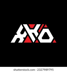 XKO triangle letter logo design with triangle shape. XKO triangle logo design monogram. XKO triangle vector logo template with red color. XKO triangular logo Simple, Elegant, and Luxurious design.