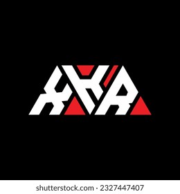 XKR triangle letter logo design with triangle shape. XKR triangle logo design monogram. XKR triangle vector logo template with red color. XKR triangular logo Simple, Elegant, and Luxurious design.