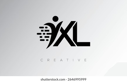 XL Creative Digital Monogram Logo – Futuristic Letter mark Design Featuring Human Shape, Pixel Motion and Minimal Tech Style for Innovative Branding Identity