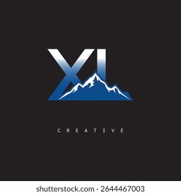 XL Creative Mountain Logo Negrito Gradiente Letra Marca Branding Design para marcas de negócios ao ar livre