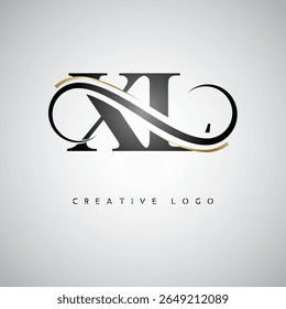 Logotipo del monograma del infinito de XL – diseño moderno elegante de la marca de la letra con el Bucle lujoso y el símbolo elegante de la marca
